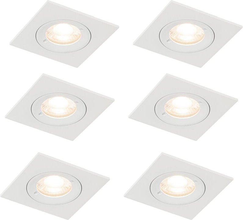 Set mit 6 Einbaustrahlern weiß quadratisch GU10 50mm IP44 - Xena
