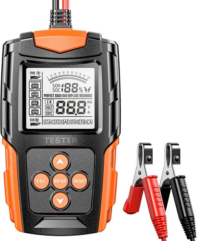 Autobatterietester, 12V/24V Batterietester mit LCD-Bildschirm, Diagnosegerät für Pkw/Elektrofahrzeuge/Motorräder/Lkw/Bau...