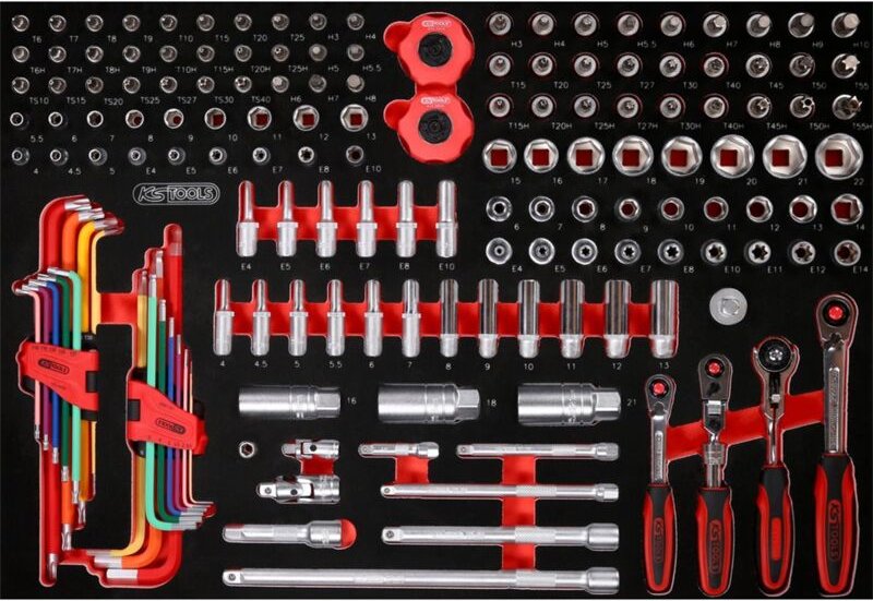 Ks tools 1/4'' + 3/8'' Steckschlüssel-Satz in Schaumstoffeinlage, 156-tlg ( 811.0156 )