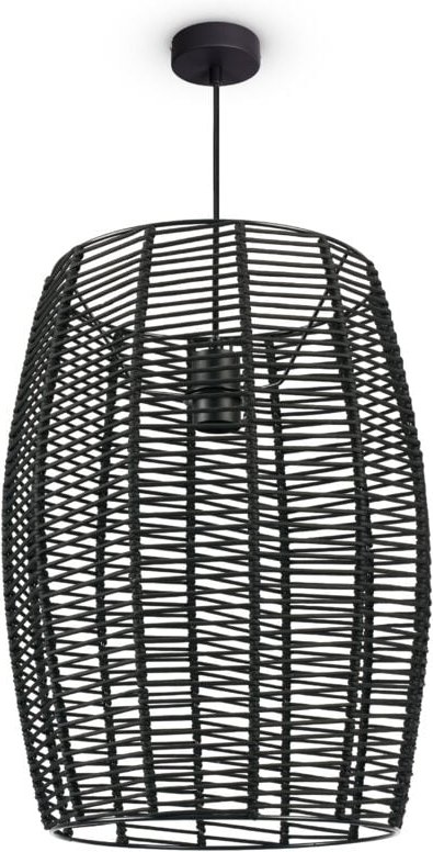 Led Pendellampe Wohnzimmer Hängeleuchte Esszimmer Vintage Korboptik Boho Natur Pendelleuchte, Schwarz 1 - Paco Home