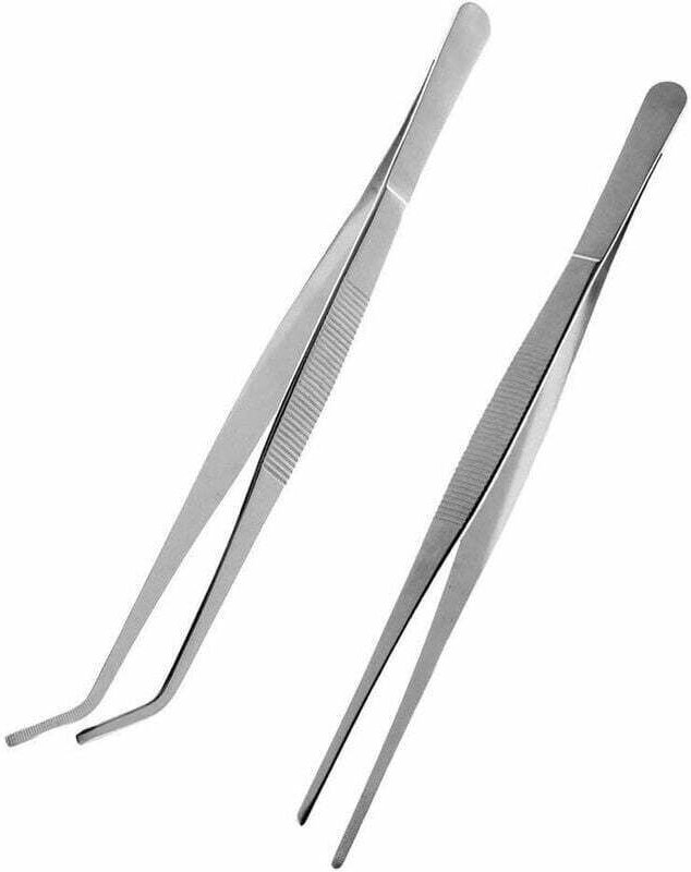 Set mit 2 professionellen, vielseitigen und multifunktionalen Küchenzangen mit gebogener und gerader Spitze