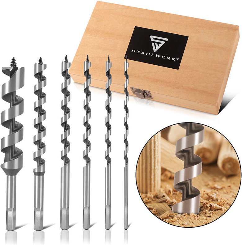 Stahlwerk - Holz-Schlangenbohrer 6er Set 6 / 8 / 10 / 12 / 16 / 25 mm Spiralbohrer