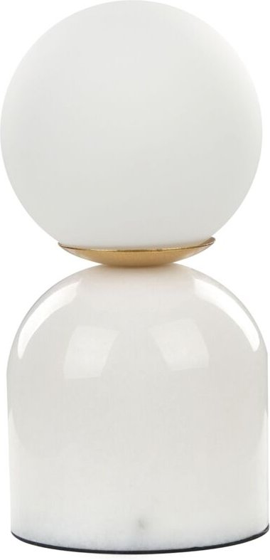 Beliani - Tischlampe Weiß aus Marmor u. Glas 21 cm Kugelform Modernes Design Nachttischlampe für Wohnzimmer Schlafzimmer