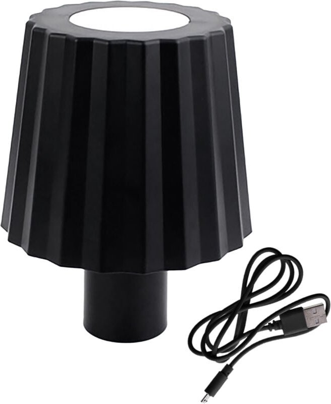 Akku Touch Flaschenleuchte geriffelt 14 x 10 cm - schwarz - Flaschenlicht warm und kalt weiß zum Aufstecken - Deko Flasc...