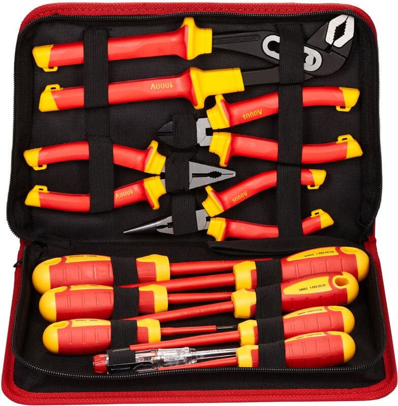 12-teiliger isolierter Schraubendrehersatz, 1000 v Elektrikerwerkzeuge, magnetische Spitzen, Zangen und Seitenschneider ...