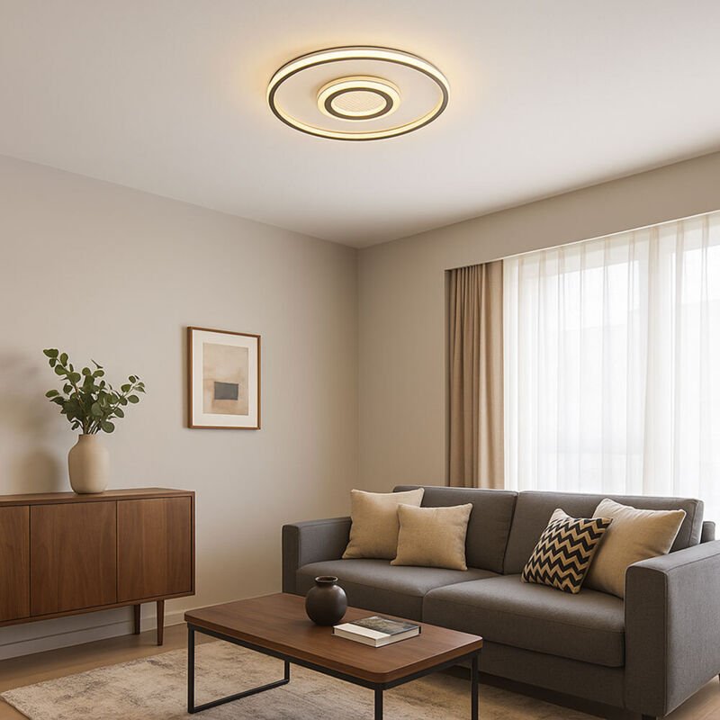 Globo - Deckenleuchte Esszimmer Deckenlampe Memory 3 Stufen led mit 3D-Effekt, Aluminium Edelstahl Metall, 1x led 40W 24...