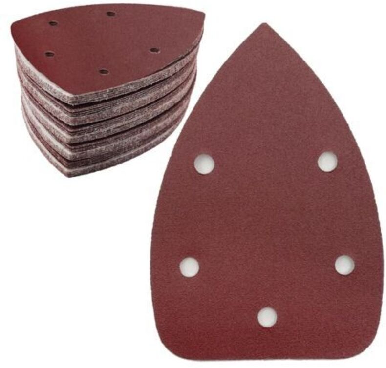 Set mit 50 dreieckigen Schleifpapierbögen, Körnung 180, 5 Löcher, selbsthaftendes Schleifpapier, Delta-Schleifpapier für...
