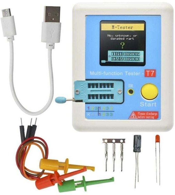 LCR-T7 Multifunktionaler TFT-Transistortester mit One-Touch-Grafikdisplay und automatischer Abschaltung für Dioden, Trio...