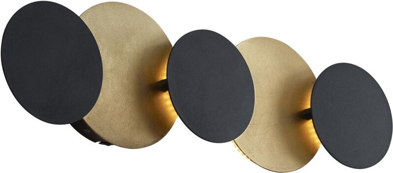 Moderne Wandleuchte Schwarz mit Gold inkl. led 3-Stufen-Dimmbar 5-Licht - Sunrise 3