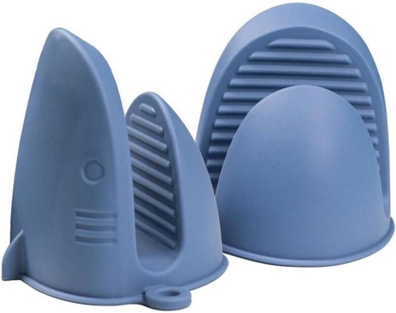 Silikon-Ofenhandschuhe, hitzebeständig, rutschfest, wasserdicht, perfekt zum Kochen, Backen und Grillen (Dunkelblau) - S...