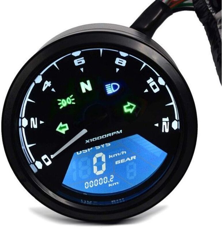 Zaddox TM2 LCD Digital Geschwindigkeitsmesser Motorrad Drehzahlmesser