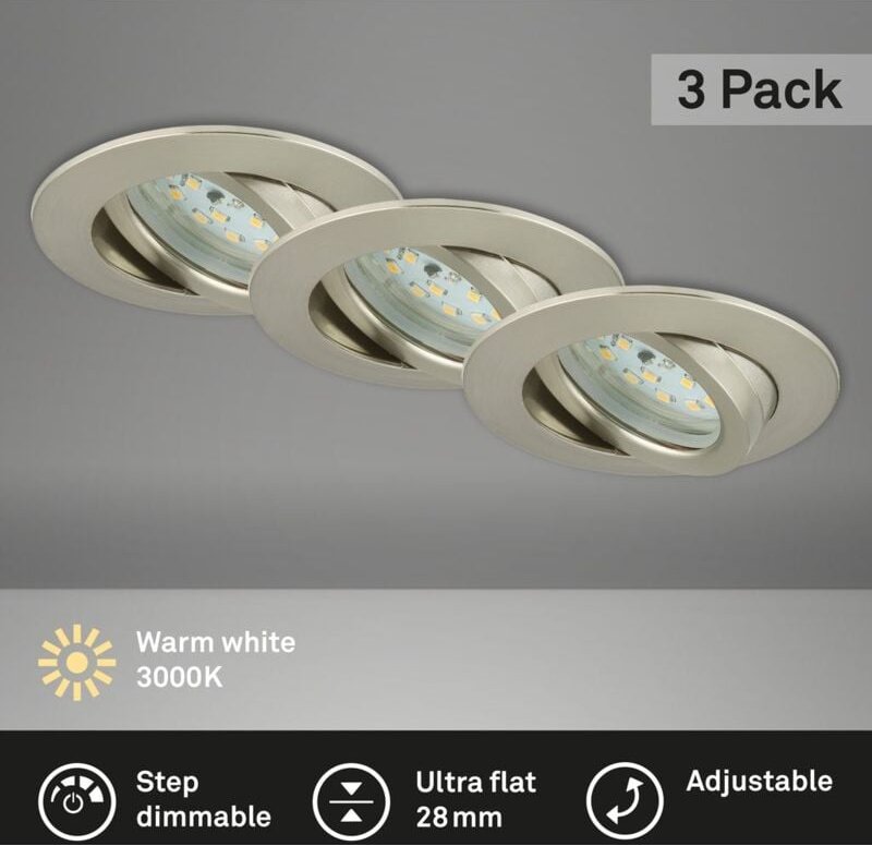 LED Einbauleuchte Dimmbar schwenkbar 6,5 W silber Kunststoff IP23 Briloner