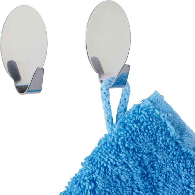 2er Set Haken Kleider Wand Selbstklebend Garderoben maxi glänzend - silber glänzend - Wenko