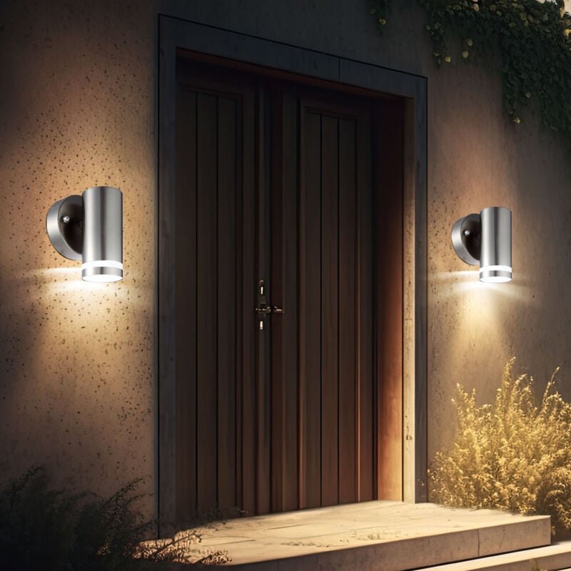 Außenwandlampe Fassadenleuchte led Gartenlampe Haustürleuchte Edelstahl poliert, Kunststoff satiniert, 1W 100lm warmweiß...