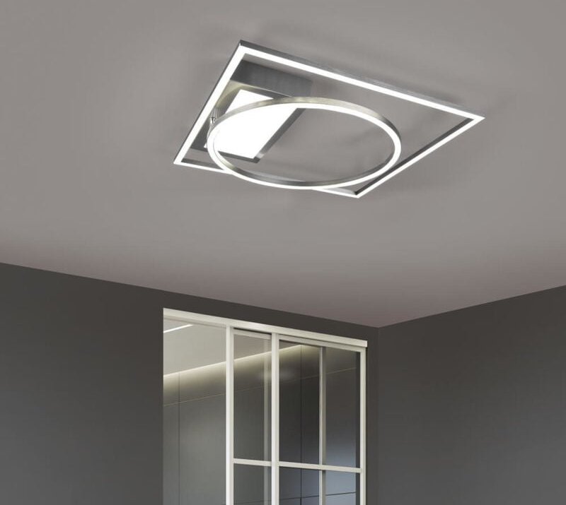 Led Deckenleuchte Downey nickel matt, Fernbedienung, schwenkbar Deckenleuchte - Trio