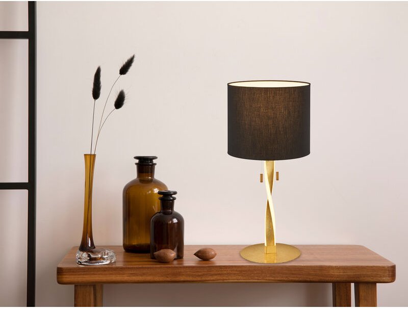 Defibrico - led Tischlampe nandor Stoffschirm schwarz und beleuchtetem Gestell, Höhe 62cm