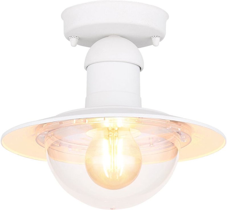 Deckenleuchte weiß Außenlampe Balkonleuchte Deckenlampe Außenbereich, Metall, 1x E27 Fassung, DxH 23,6x21,5 cm