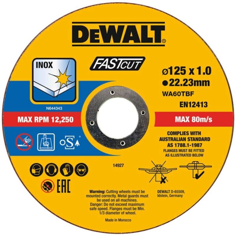 Zubehör - Satz Trennscheiben für Edelstahl 125x22,23 mm, 100 Stück DT20540 - Dewalt