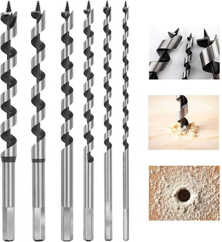 Vtizikl Mèche à Bois Hélicoïdal, 6 PCS Hexagonal Foret À Mèche à Bois Set , D'outils avec Diamètre 6mm,8mm,10mm,12mm,14m...