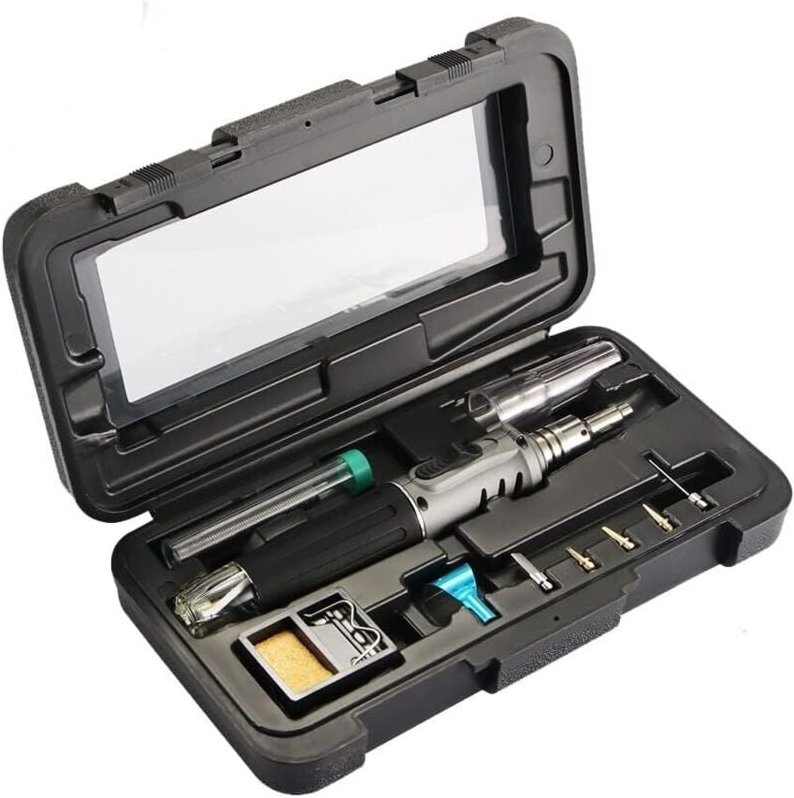 Butan-Lötkolben – 10-in-1-Gas-Lötkolben-Set, selbstzündend, professionell, vielseitig einsetzbar, für die Reparatur von ...