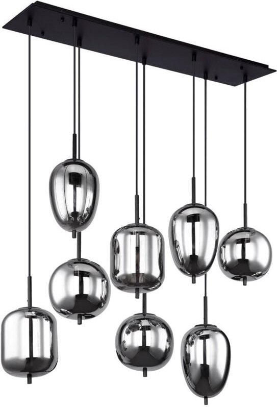 Pendelleuchte blacky mit 8 Rauchglaskugeln Metall Schwarz, b: 94cm