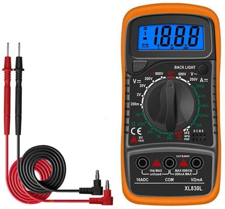 XVX - XL830L Digitalmultimeter, Batterietester, AC/DC-Spannung, Strom, Summer, NPN/PNP-Transistor, Voltmeter, Amperemete...