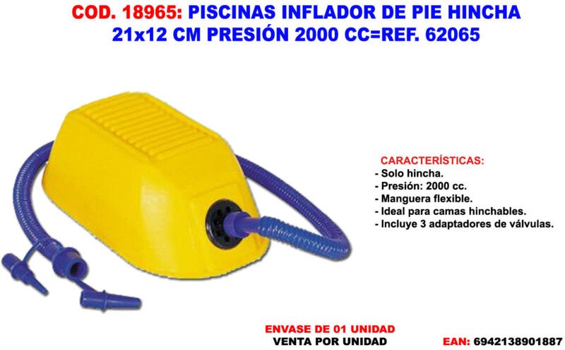 Fußaufblasgerät für Schwimmbäder 21x12 cm Druck 2000 CC62065