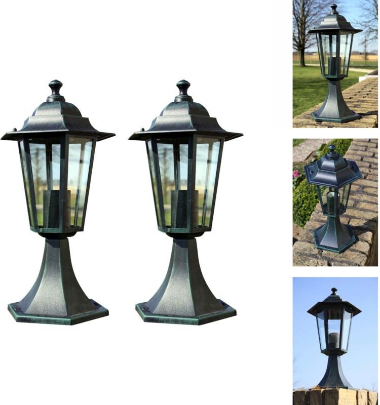 Gartenlaternen 2 Stk. Dunkelgrün/Schwarz Aluminium - Gartenleuchte - led Gartenleuchte - Außeleuchte - Laterne - Outdoor...