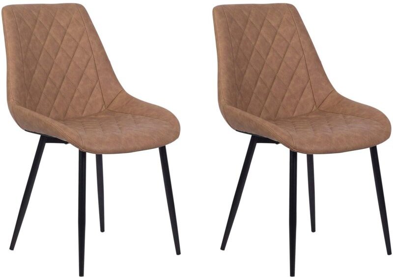 Esszimmerstuhl 2er Set MARIBEL Kunstleder Goldbraun