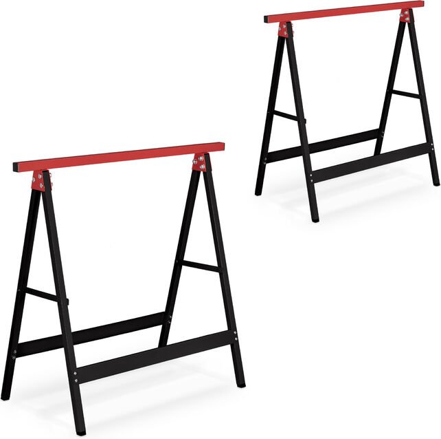 Arbeitsbock 2er Set, klappbar, 100 kg, hbt 74x78x40cm, Allzweckbock Werkstatt, Tapezieren, Malern, schwarz/rot - Relaxda...