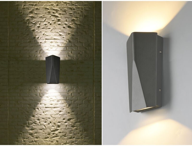 Trio - Zeitlose Up & Down led Außenwandleuchte tay aus Aluminiumguss in Anthrazit eckig