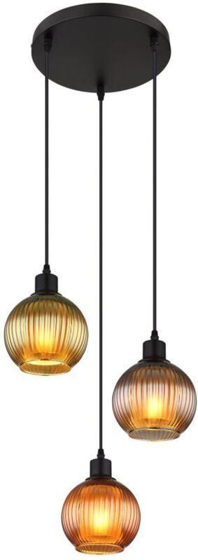 Pendellampe 3 flammig Esstischleuchte Glas Wohnzimmerlampe Hängelampe, Glas petrol, bronze, grün, 3x E27, DxH 36 x 120 c...