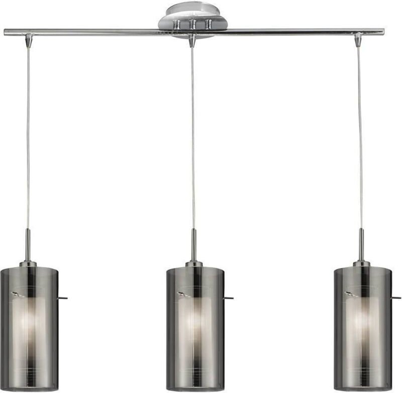 Searchlight - Duo 2 - 3 Licht Decke Anhänger Chrom, Rauchglas auf Bar, E14