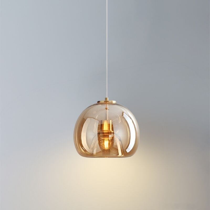 E27 Industrielle Retro Hängelampe Glaskugel Pendellampe Innenbereich Kronleuchter Ø25CM - Bernstein