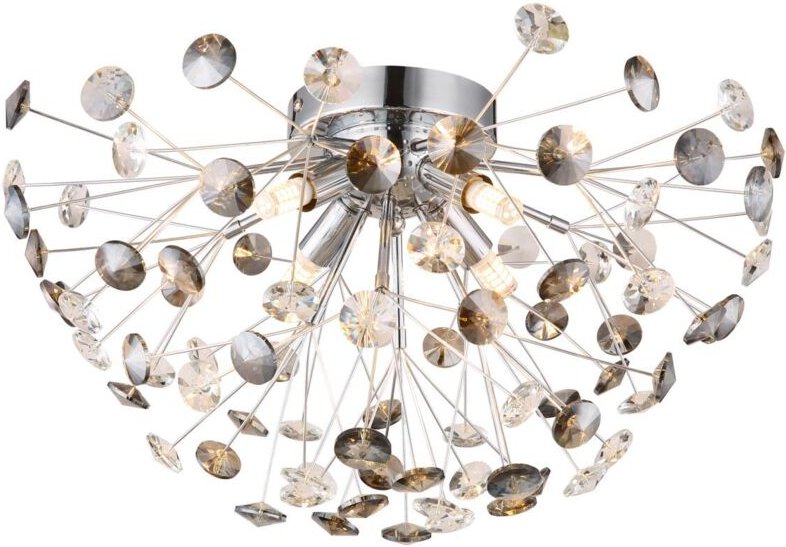 Deckenleuchte Wohnzimmerleuchte Deckenlampe 4-Flammig Kristall rauch klar G9