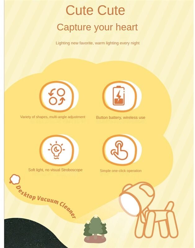 Tlily - Mini-Nachtlicht led Verstellbares Schreibtisch-Buchlicht Niedliches Haustierlicht Augenschutz-Tischlampe Home Ro...