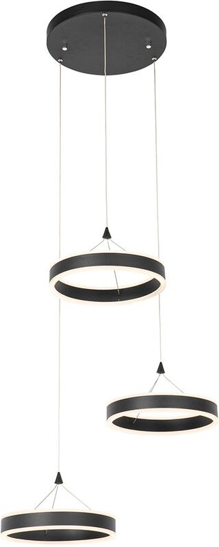 Hängelampe schwarz rund inkl. led 3-stufig dimmbar 3-Licht - Lyani