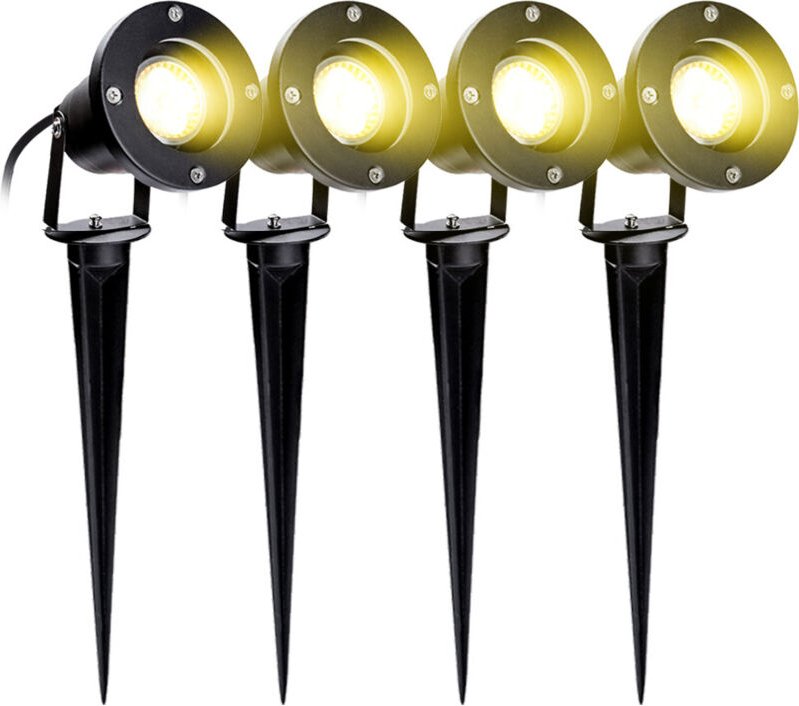Swanew 4er Pack Gartenstrahler mit Erdspieß 4W GU10 led IP65 Wasserdicht Gartenbeleuchtung mit Stecker Warmweiß 3000K Au...