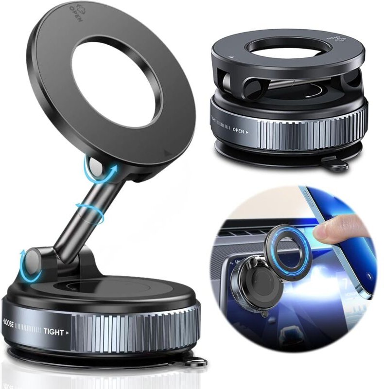 360°-Magnet-Saugnapf-Handyhalterung – faltbar und verstellbar – kompatibel mit allen MagSafe-Handys. Universelle, drehba...