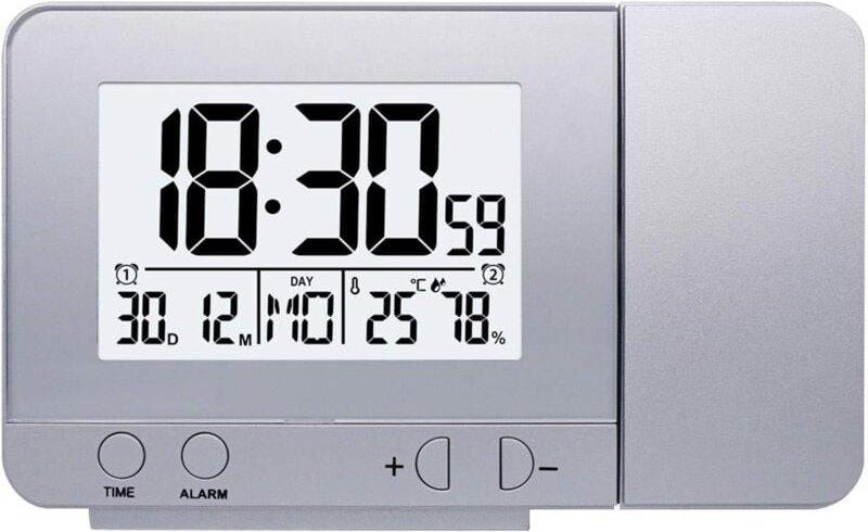 Aougo - Projektor-Digitalwecker mit Deckenprojektion, angetrieben durch 2 AAA-Batterien (nicht im Lieferumfang enthalten...