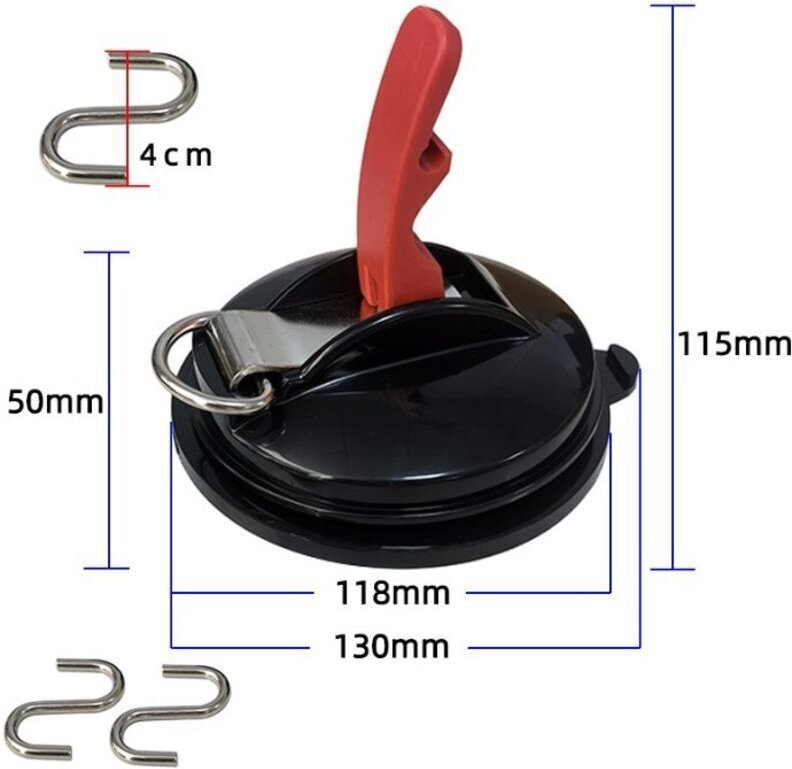 Saugnapf-Anker mit Befestigungsmaterial – 4-teiliges Set mit 8 S-Haken, multifunktionaler Auto-Saugnapf, robuster Saugna...