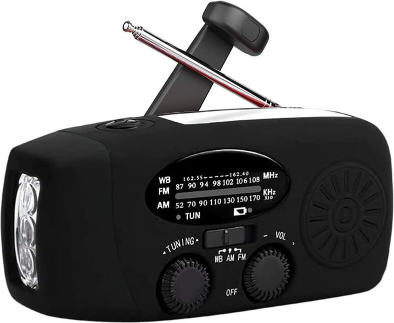 AM/FM-Hybridradio – wiederaufladbar per Solar, Handkurbel und USB – 1000-mAh-Akku – Notfallradio – kompaktes Radio für C...