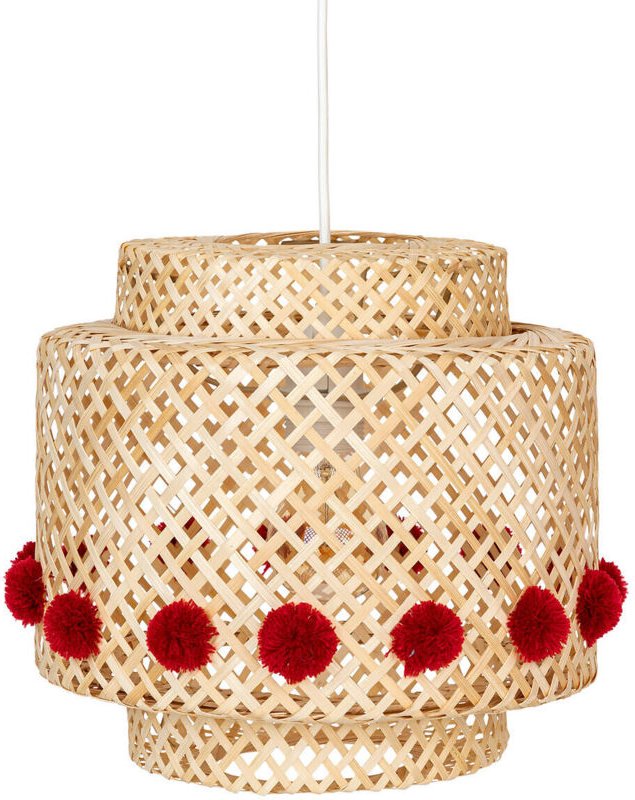 Hängeleuchte Kind Liby Bambus Pompons rot D28cm Atmosphera créateur d'intérieur