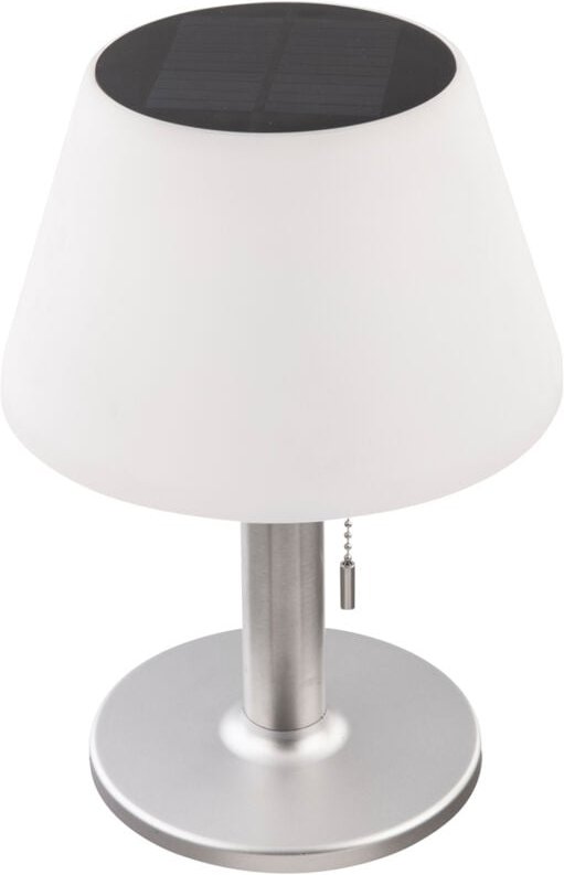 Solar Tischleuchte mit Zugschalter, Lampenschirm weiß Höhe 28cm