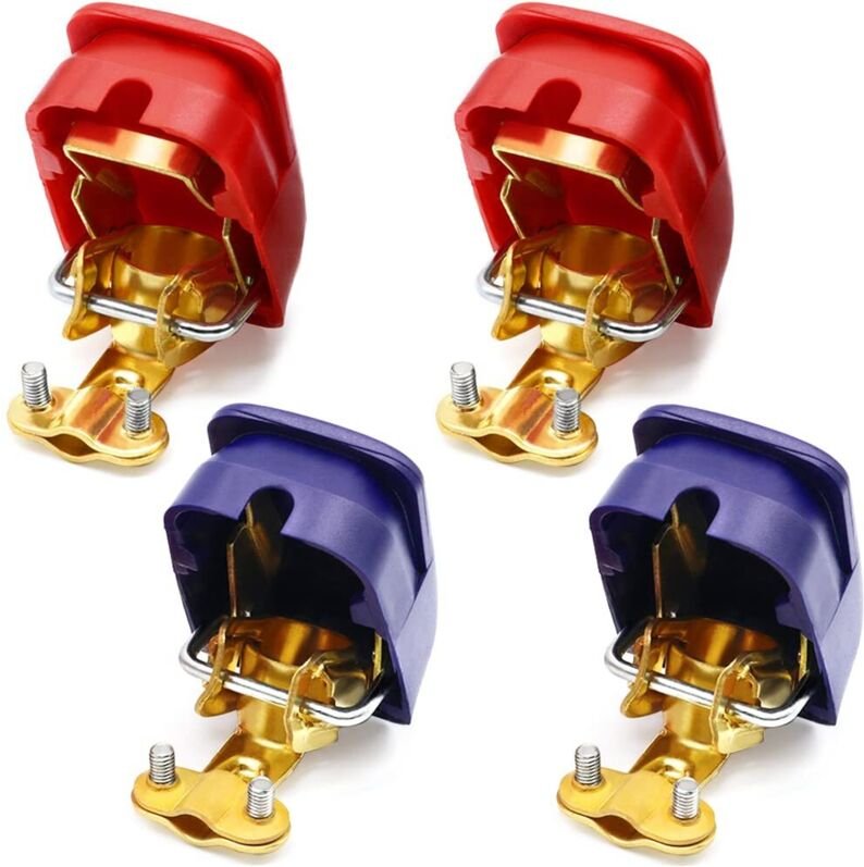 2 Paar Autobatterieklemmen mit Schnellverschlüssen, Batterieklemmen für Motorrad/LKW/Boot – Blau und Rot
