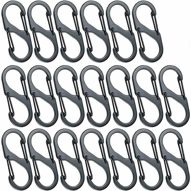 20 Stück Mini-Karabiner in S-Form, Karabiner aus Aluminiumlegierung, 8 Formen, langlebig, leicht, wasserdicht, Doppelsch...