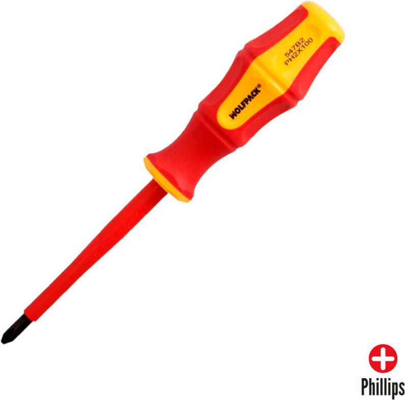Destornillador Phillips Aislado Certificado vde 1.000 v. Medida ph 2 - 6,0 x 100 mm.