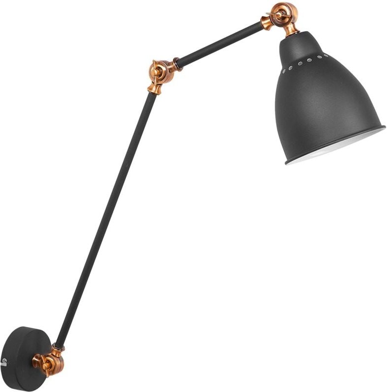 Wandleuchte Graphitgrau Metall mit Langem Schwenkarm Verstellbar Glockenförmig Modernes Design