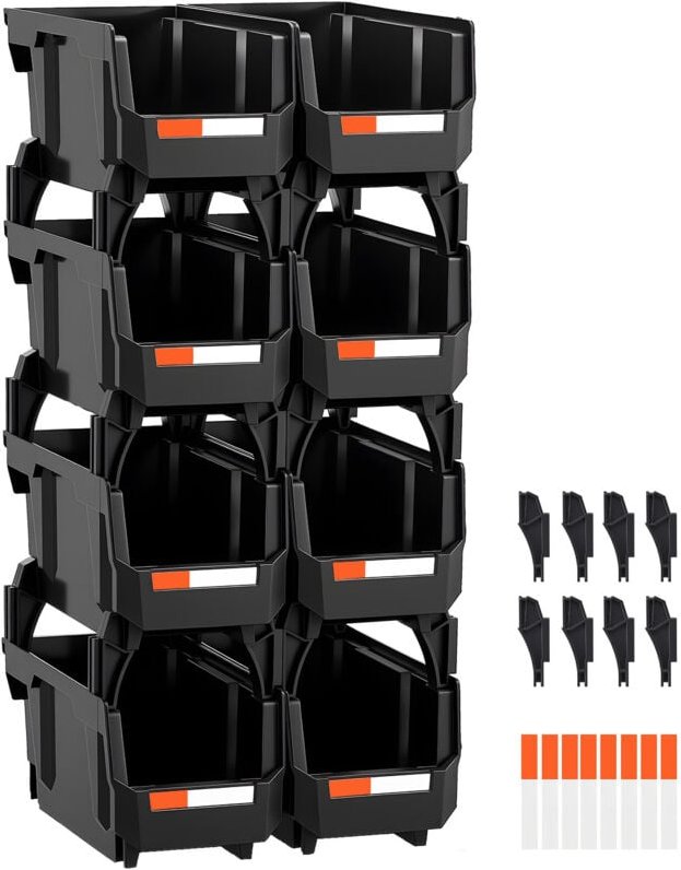 Mophorn Stapelboxen 276x140x130 mm (8er-Pack), Sichtlagerboxen zur Organisation und Aufbewahrung von Kleinteilen, Bürobe...