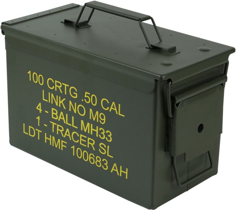 HMF - 70011 Munitionskoffer, us Ammo Box, Metallkiste, 30 x 19 x 15,5 cm, grün